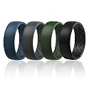 Egnaro Silicone Ring for Him, 8mm Black Flexible Men's Rubber Wedding Band