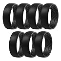 Egnaro Silicone Ring for Him, 8mm Black Flexible Men's Rubber Wedding Band