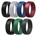 Egnaro Silicone Ring for Him, 8mm Black Flexible Men's Rubber Wedding Band