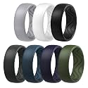 Egnaro Silicone Ring for Him, 8mm Black Flexible Men's Rubber Wedding Band