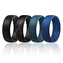 Egnaro Silicone Ring for Him, 8mm Black Flexible Men's Rubber Wedding Band