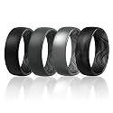 Egnaro Silicone Ring for Him, 8mm Black Flexible Men's Rubber Wedding Band