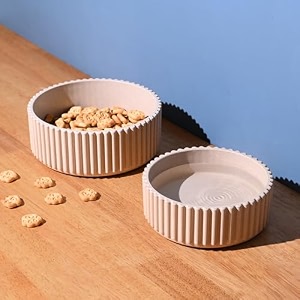 eha earth friendly ecocog dog food bowl  set of 2 750 ml amp 500 ml  anti-skid dog bowl  pet bowl made with rice husk biocomposites  sand castle