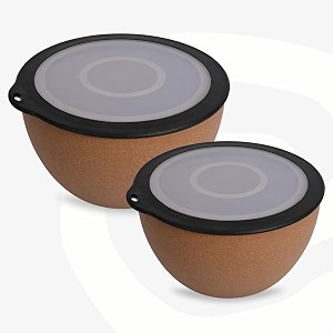 eha earth friendly mixing bowls for kitchen  serving bowls with lid  microwave safe bowl set  storage bowls made with rice husk and bamboo fibers  2900ml 1600ml  set of 2  tortilla  brown