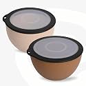 Eha Earth Friendly Mixing Bowls for Kitchen | Serving Bowls with Lid | Microwave Safe Bowl Set | Storage Bowls Made with Rice Husk &amp; Bamboo Fibers | 2900Ml | Set of 2 | Sand-Tortilla, Lilac