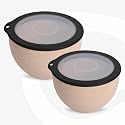 Eha Earth Friendly Mixing Bowls and Serving Bowls with Lid | Microwave Safe Bowl Set | Storage Bowls Made with Rice Husk and Bamboo Fibers | 2900ml +1600ml | Set of 2 | Sand Castle Beige