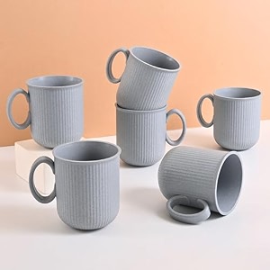eha earth friendly statement coffee mug set  coffee mugs set of 6  350 ml  cups and mugs made with rice husk biocomposite  microwave safe mugs for coffee reheat only  mugs for gift  azure