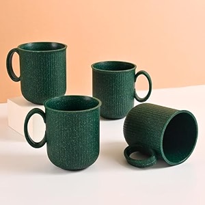 eha earth friendly statement coffee mug set of 4  350 ml  cups and mugs made with rice husk  coffee cup  microwave safe mugs for coffee reheat only  cute coffee mugs for gift  fern