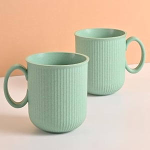 eha earth friendly statement coffee mug set  coffee mugs set of 2  350 ml  cups and mugs made with rice husk biocomposite  microwave safe mugs reheat only  mugs for gift  celeste