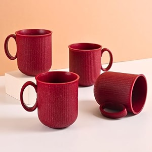 eha earth friendly statement coffee mug set of 4  350 ml  cups and mugs made with rice husk  coffee cup  microwave safe mugs for coffee reheat only  cute coffee mugs for gift  coral