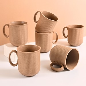 eha earth friendly statement coffee mug set of 6 made with rice husk 350ml