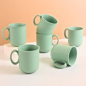 eha earth friendly statement coffee mug set  coffee mugs set of 6  350 ml  cups and mugs made with rice husk  microwave safe mugs for coffee  mugs for gift  celeste