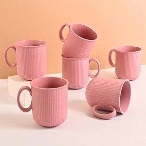 eha earth friendly statement coffee mug set  coffee mugs set of 6  350 ml  cups and mugs made with rice husk biocomposite  microwave safe mugs for coffee reheat only  mugs for gift  innocent