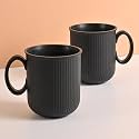 Eha Earth Friendly Statement Coffee Mug Set | Coffee Mugs Set of 2 | 350 ml | Cups and Mugs Made with Rice Husk Biocomposite | Microwave Safe Mugs for Coffee (Reheat Only) | Mugs for Gift | Charcoal