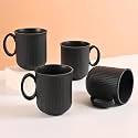 Eha Earth Friendly Statement Coffee Mug Set of 4 | 350 ml | Cups and Mugs Made with Rice Husk | Coffee Cup | Microwave Safe Mugs for Coffee | Cute Coffee Mugs for Gift | Charcoal