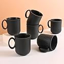 Eha Earth Friendly Statement Coffee Mug Set | Coffee Mugs Set of 6 | 350 ml | Cups and Mugs Made with Rice Husk Biocomposite | Microwave Safe Mugs for Coffee (Reheat Only) | Mugs for Gift | Charcoal