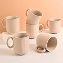 Eha Earth Friendly Statement Coffee Mug Set | Coffee Mugs Set of 6 | 350 ml | Cups and Mugs Made with Rice Husk | Microwave Safe Mugs for Coffee (Reheat Only) | Mugs for Gift | Sand Castle