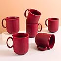 Eha Earth Friendly Statement Coffee Mug Set | Coffee Mugs Set of 6 | 350 ml | Cups and Mugs Made with Rice Husk Biocomposite | Microwave Safe Mugs for Coffee (Reheat Only) | Mugs for Gift | Coral