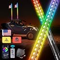 Ehaho 2 Pack 3FT Whip Lights with Speed Sensing, LED Whip Light with Spring Base, Tri-Sided RGB Illuminated Whip Light with Rocker Switch, App & Remote Control for UTV ATV Polaris RZR SXS Can-Am Truck