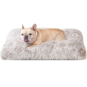 eheyciga calming fluffy dog crate bed for medium dog 75x50x75cm brown