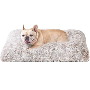 eheyciga calming fluffy dog crate bed for medium dog 75x50x75cm brown