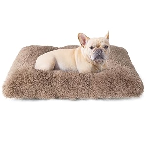 eheyciga calming fluffy dog crate bed for medium dog 75x50x75cm camel