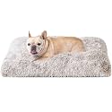 EHEYCIGA Calming Fluffy Dog Crate Bed For Medium Dog 75x50x7.5cm, Brown