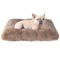 EHEYCIGA Calming Fluffy Dog Crate Bed For Medium Dog 75x50x7.5cm, Camel