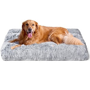 eheyciga extra large dog bed xl fluffy calming dog bed anti anxiety crate bed washable cushion with anti-slip bottom grey 112x85x10cm