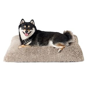 eheyciga fluffy dog crate bed for large dogs plush faux fur pad taupe