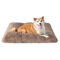 EHEYCIGA Fluffy Dog Crate Bed for Large Dogs, Plush Faux Fur Pad, Camel