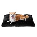 EHEYCIGA Fluffy Dog Crate Bed for Large Dogs, Plush Faux Fur Pad, Black