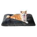 EHEYCIGA Fluffy Dog Crate Bed for Large Dogs, Plush Faux Fur Pad, Dark Grey