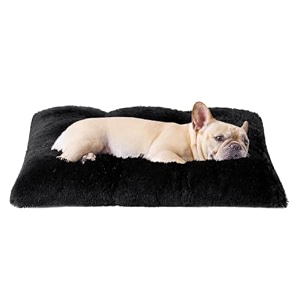 eheyciga fluffy dog crate bed for medium dogs plush crate pad black