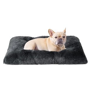 eheyciga fluffy dog crate bed for medium dogs plush crate pad dark grey