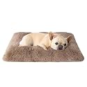 EHEYCIGA Fluffy Dog Crate Bed for Medium Dogs, Plush Crate Pad, Camel