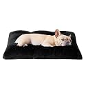 EHEYCIGA Fluffy Dog Crate Bed for Medium Dogs, Plush Crate Pad, Black
