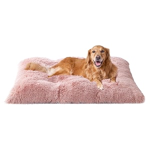 eheyciga fluffy dog crate bed plush extra large dog pillow pink