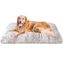 EHEYCIGA Fluffy Dog Crate Bed, Plush Extra Large Dog Pillow, Brown