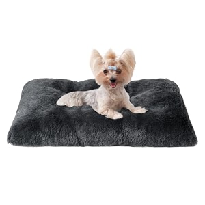 eheyciga fluffy dog crate bed for small dogs plush crate pad dark grey