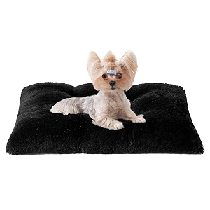 eheyciga fluffy dog crate bed for small dogs plush crate pad black