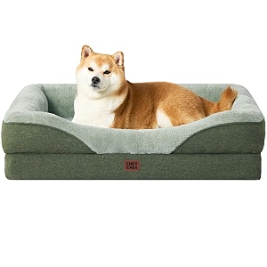 eheyciga memory foam dog beds large orthopedic dog beds sofa with sides and waterproof liner pet couch with washable removable cover and non-slip bottom 91x68x17cm green