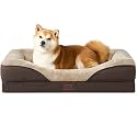 EHEYCIGA Memory Foam Dog Beds Large, Orthopedic Dog Beds Sofa with Sides and Waterproof Liner, Pet Couch with Washable Removable Cover and Non-Slip Bottom, 91x68x17cm, Brown