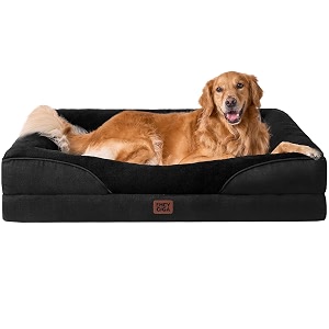 eheyciga xl dog bed memory foam extra large orthopedic dog beds sofa with sides and waterproof liner pet couch with washable removable cover and non-slip bottom 106x76x19cm black
