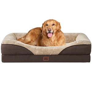 eheyciga xl dog bed memory foam extra large orthopedic dog beds sofa with sides and waterproof liner pet couch with washable removable cover and non-slip bottom 106x76x19cm brown