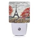 Eiffel Tower Night Light,Paris Spring Red Plug in Night Lights 0.5W Sleep Friendly for Boys Girls Led Night Light Dusk to Dawn Sensor Nightlight for Stairway/Hallway/Kitchen