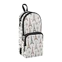 Eiffel Tower Pencil Pouch for Teen Girls Portable Stationery Supplies with Handle &amp; Loop Zipper Paris Pencil Pouch