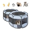 EighteenTek® Small Animals Playpen Pop up Small Pet Cage Enclosure Tent Chick Run Brooder Coop Foldable Kennel for Kitten Ferret Puppy Guinea Pig Rabbit Hamster Chinchillas(No Divider, Unified Space)
