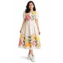 eightone Women Floral Print Cotton Midi Dress