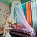 Bed Canopy Mosquito Net with 250pcs Warm Curtain Lights, Bed Canopy for Girls Room Decor or Theme Party, White/Warm Lights